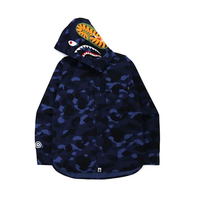 BAPE Camo Shark Letter Patch Zip Hoodie Jacket 0ZXJKM131008H