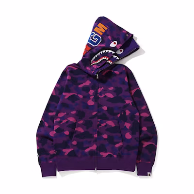 BAPE Camo Shark Zip-Up Double Hooded Sweatshirt 1G80-115-022