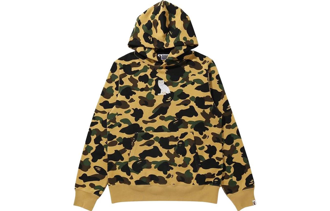 BAPE Cartoon Cat Print Hoodie Yellow Unisex 1G23-114-908