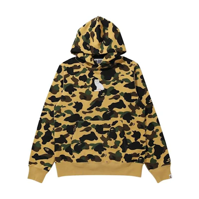 BAPE Cartoon Cat Print Hoodie Yellow Unisex 1G23-114-908