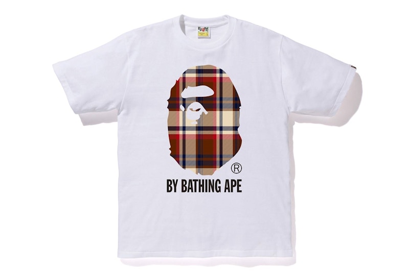 Buy BAPE 格紋 By Bathing Ape 白色/紅色 T 恤