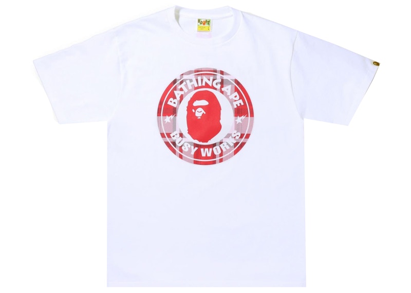 Buy Camiseta BAPE Check Gift Busy Works Blanca.