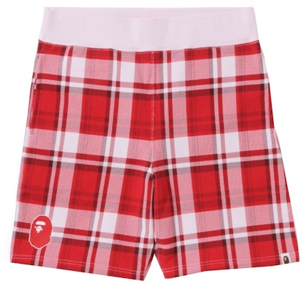 BAPE Check Gift Sweat Shorts Red Buy BAPE Check Gift Sweat Shorts Red
