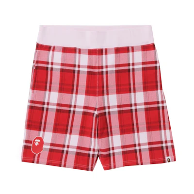 BAPE Check Gift Sweat Shorts Red