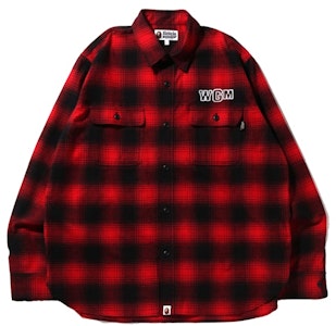 Camisa de Franela Roja BAPE Check Shark Relaxed Fit Buy Camisa de Franela Roja BAPE Check Shark Relaxed Fit