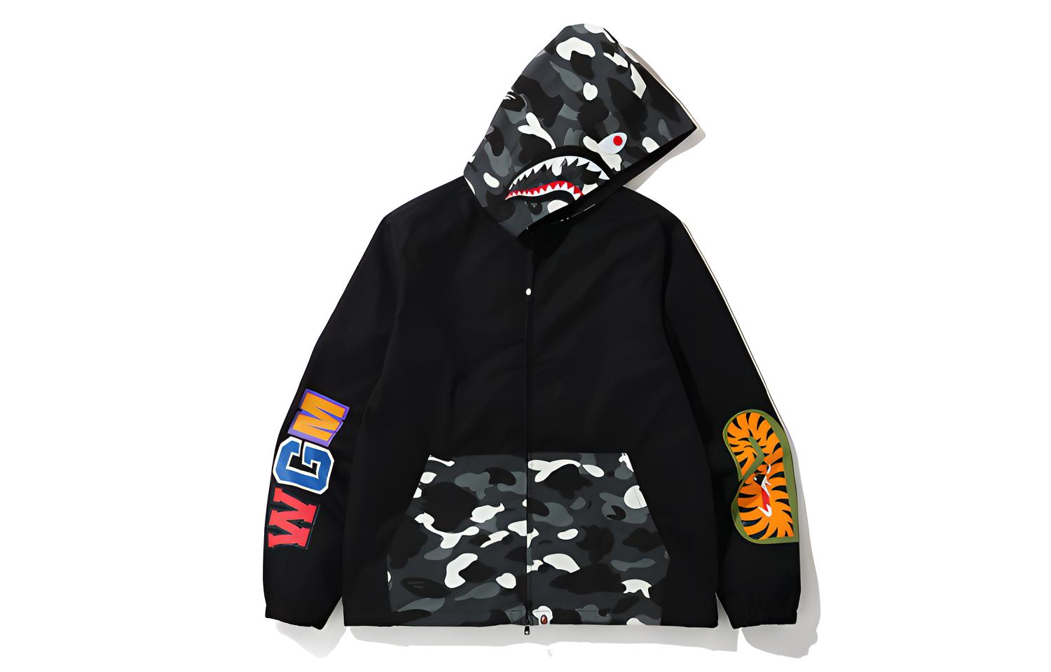 BAPE City Camo Shark Hoodie Jacket Unisex Black 0ZXSWM140008D