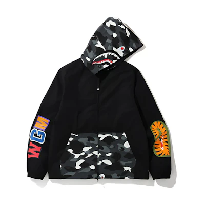 BAPE City Camo Shark Hoodie Jacket Unisex Black 0ZXSWM140008D