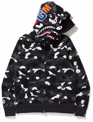 BAPE City Camo Shark Wide Full Zip Double Hoodie Black Buy BAPE City Camo Shark Wide Full Zip Double Hoodie Black