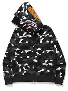 BAPE City Camo Shark Hoodie Zip Penuh Hitam Order BAPE City Camo Shark Hoodie Zip Penuh Hitam