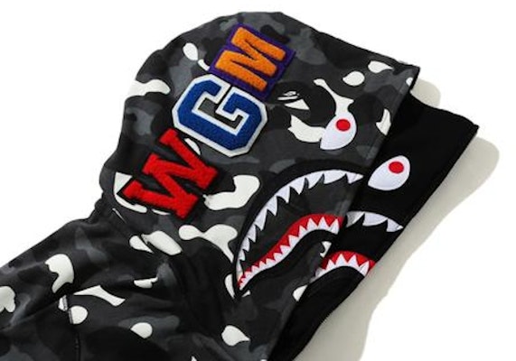 BAPE City Camo Shark Wide Full Zip Double Hoodie Black Lookbook BAPE City Camo Shark Wide Full Zip Double Hoodie Black