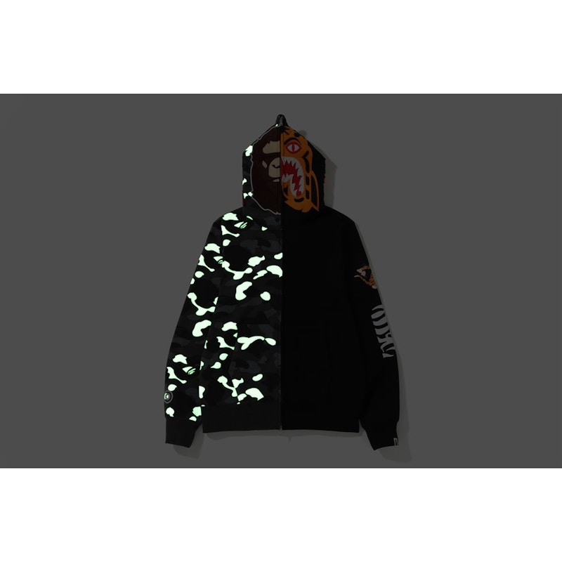 Lookbook Bape城市迷彩虎头拉链连帽衫黑色