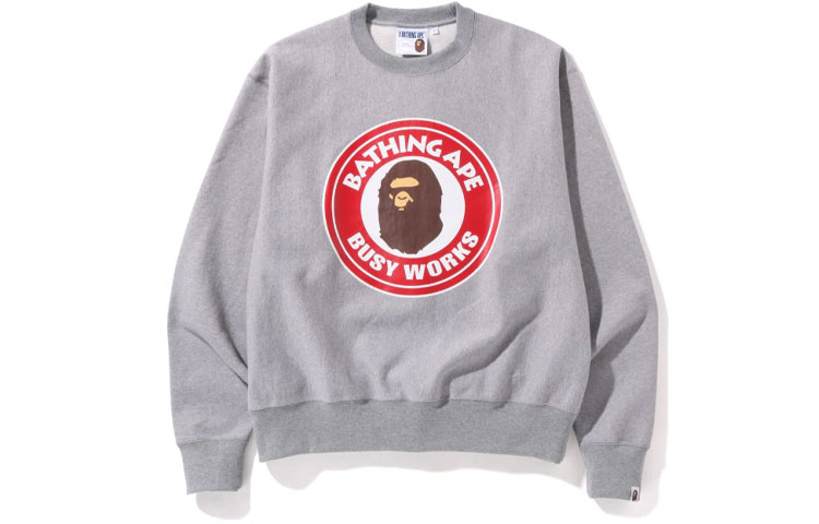 BAPE Classic Busy Works Relaxed Fit Crewneck Ape Logo Sweatshirt 1I30-113-012