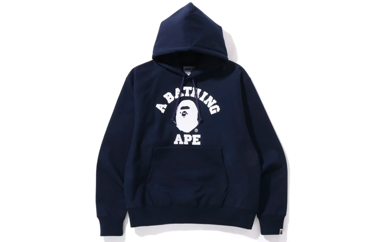 BAPE Classic College Relaxed Fit Pullover Hoodie 经典猿人 Logo Design 1I30-114-011