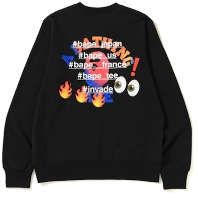 Bape College Emoji Crewneck Hitam Buy Bape College Emoji Crewneck Hitam