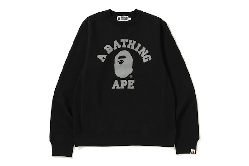 Buy Bape College Heavy Weight Crewneck Black