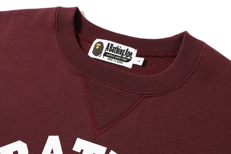 Order Bape College Heavy Weight Crewneck Burgundy