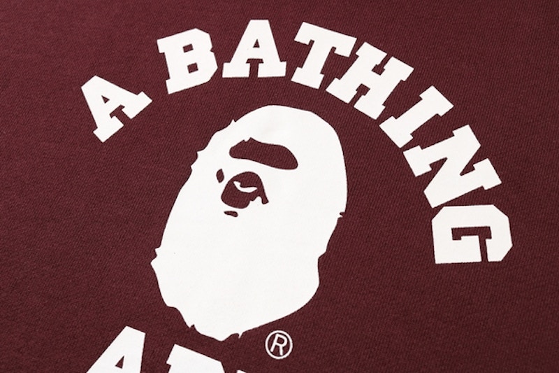 Bape College Heavy Weight Pullover Hoodie Burgundy 圖 2