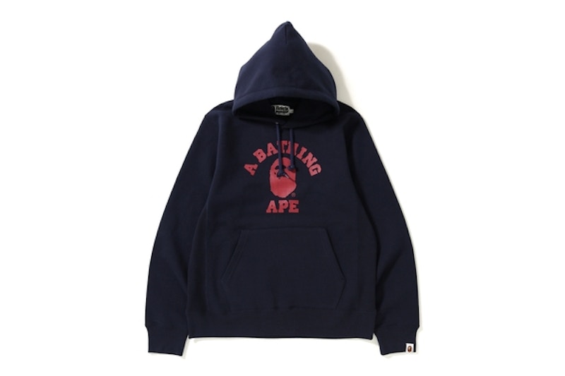 Buy Bape College Hoodie Tebal Pullover Navy