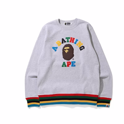 BAPE College Line Rib Crewneck Multicolor Striped Sweatshirt Unisex 0ZXSWM113005E