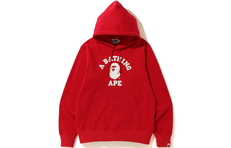 BAPE College Pullover Ape Head Logo Sweatshirt Unisex Red 1F75-114-013RED