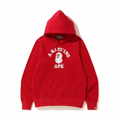 BAPE College Pullover Ape Head Logo Sweatshirt Unisex Red 1F75-114-013RED