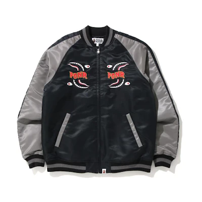 BAPE Color-Block Shark Embroidered Fleece Zip-Up Jacket 0ZXJKM140025F