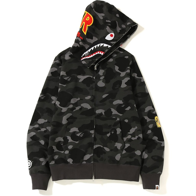 Buy BAPE 彩色迷彩第二代鯊魚全拉鍊連帽外套 黑色