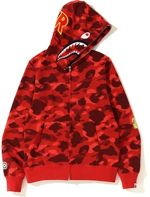 BAPE 彩色迷彩二代鲨鱼全拉链连帽衫 红色 Buy BAPE 彩色迷彩二代鲨鱼全拉链连帽衫 红色
