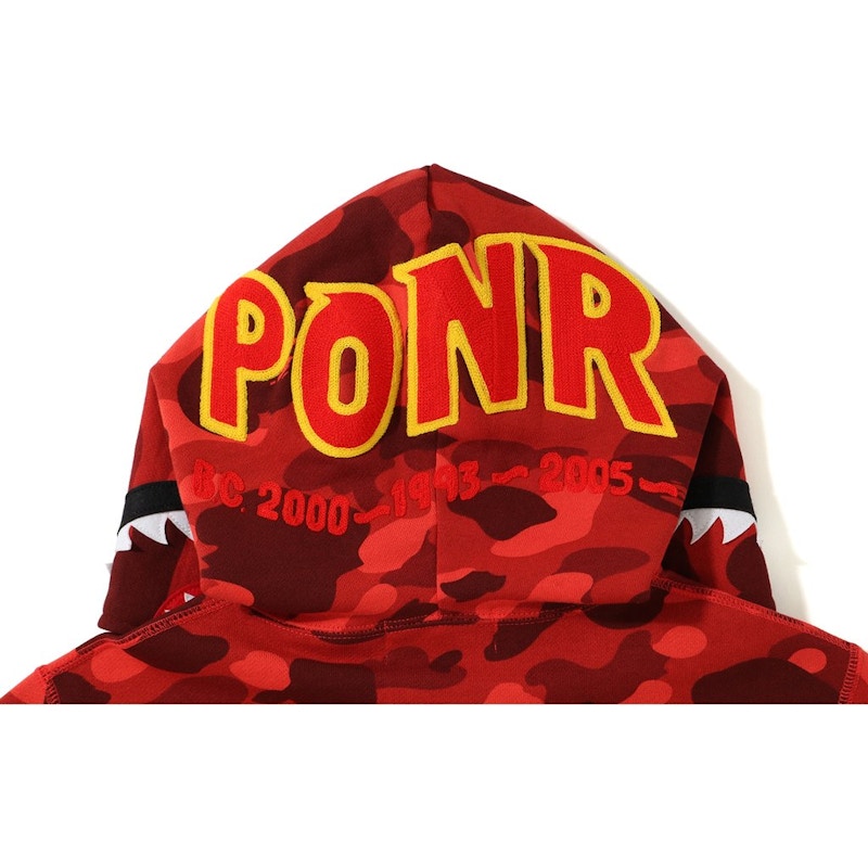 BAPE Color Camo 2nd Shark Full Zip Hoodie Red 圖 2