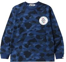 BAPE Color Camo Busy Shark L/S Tee Navy BAPE Color Camo Busy Shark L/S Tee Navy