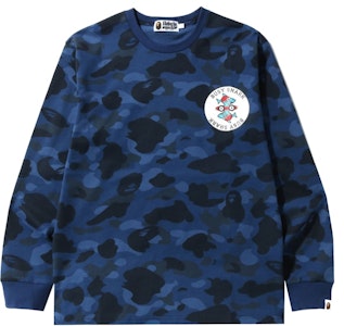 BAPE Color Camo Busy Shark L/S Tee Navy Biru Tua Buy BAPE Color Camo Busy Shark L/S Tee Navy Biru Tua