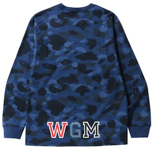 BAPE Color Camo Busy Shark L/S Tee Navy Biru Tua Order BAPE Color Camo Busy Shark L/S Tee Navy Biru Tua
