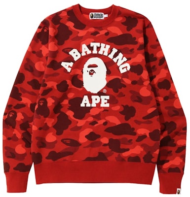 BAPE Color Camo College Crewneck (SS22) Red Buy BAPE Color Camo College Crewneck (SS22) Red