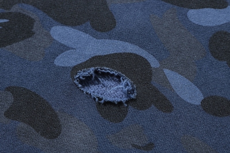Bape Color Camo Damage Wide Pullover Hoodie Blue 圖 3