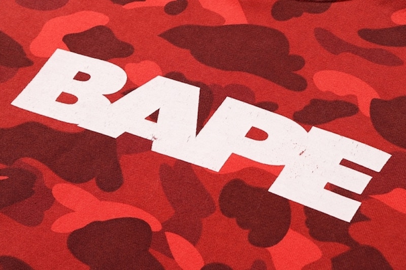 Bape Color Camo Damage Wide Pullover Hoodie Red 圖 2