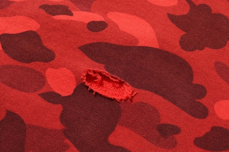 Bape Color Camo Damage Wide Pullover Hoodie Red 圖 3