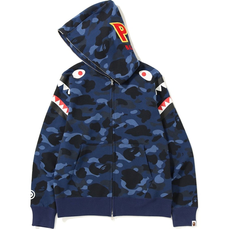 Bape Color Camo Double Shark Full Zip Hoodie Blue 圖 2