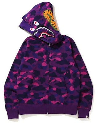 Bape Color Camo Double Shark Full Zip Hoodie Purple Order Bape Color Camo Double Shark Full Zip Hoodie Purple
