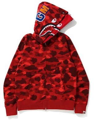 Bape Color Camo Double Shark Full Zip Hoodie Red Buy Bape Color Camo Double Shark Full Zip Hoodie Red