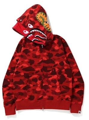 Bape Color Camo Double Shark Full Zip Hoodie Red Order Bape Color Camo Double Shark Full Zip Hoodie Red