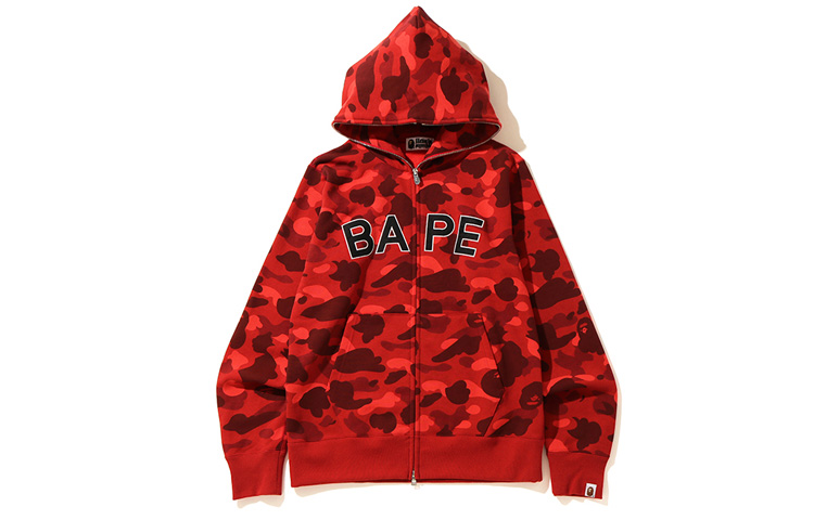 BAPE Color Camo Full Zip Hoodie Letter Print Unisex Jacket 0ZXSWM115005E