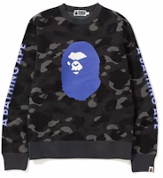 Bape Color Camo Mad Face Wide Crewneck Black Bape Color Camo Mad Face Wide Crewneck Black