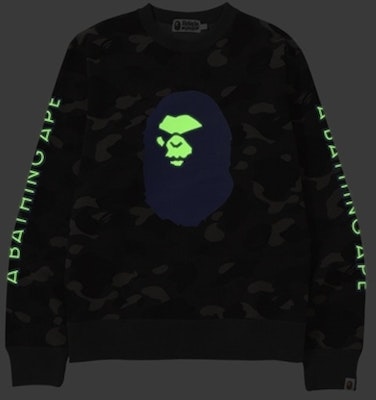 Bape Color Camo Mad Face Wide Crewneck Black Order Bape Color Camo Mad Face Wide Crewneck Black