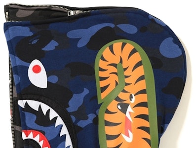 Bape彩色迷彩分离鲨鱼全拉链连帽衫黑蓝款 Lookbook Bape彩色迷彩分离鲨鱼全拉链连帽衫黑蓝款