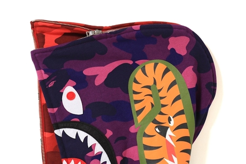 Bape Color Camo Separate Shark Full Zip Hoodie Red Purple 圖 3