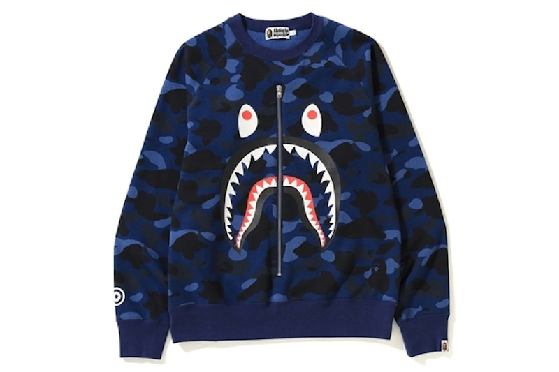 Buy ベイプ カラカモ シャーク クルーネック 青
