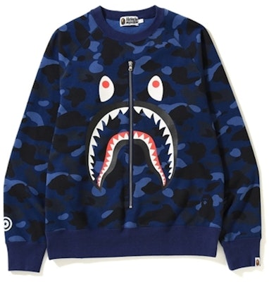 Bape Crewneck Motif Hiu Camo Biru Buy Bape Crewneck Motif Hiu Camo Biru