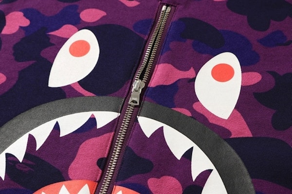 Bape Warna Camo Shark Crewneck Ungu Order Bape Warna Camo Shark Crewneck Ungu