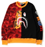 Bape Color Camo Shark Crewneck Red Bape Color Camo Shark Crewneck Red
