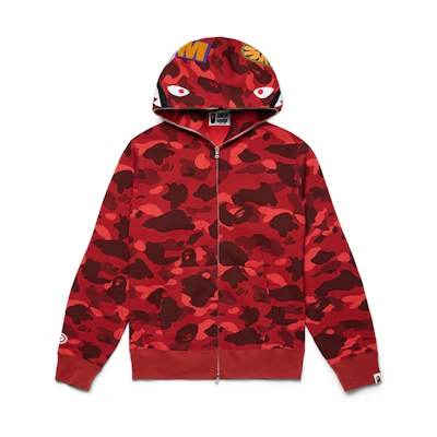 BAPE Color Camo Shark Full Zip Hoodie Red